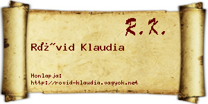 Rövid Klaudia névjegykártya